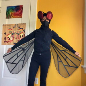 Author wearing home-made house fly costume